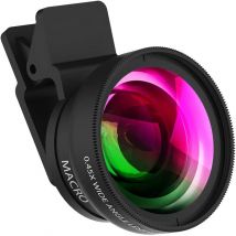 2 Functions Mobile Phone Lens 0.45X Wide Angle Len & 12.5X Macro HD Camera Lens Universal for iPhone Android Phone