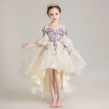 Kids Wedding Dress for Girls Summer Flower Girl Princess Tulle Dresses Teenager Formal Wedding Show Party Pageant Ball Gown