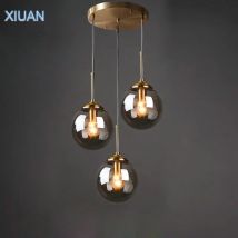 Amber Smoke Gray Clear Glass Pendant Lamp LED Hanging Light for Dining Room Table Kicthen Island Bedroom Bedside Lighting