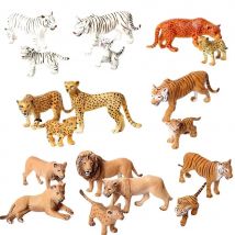 Echte Wild Animal Kingdom White Tigeress Leopard Lion Panther Tierfiguren mit Cubmodel Lernspielzeug Kuchendeckel
