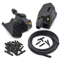 2x Universal Mounted Onto 8/9mm Arm Car Windscreen Washer Wiper Blade Water Spray Jet Nozzles Adjusted 4 Way With Pump Hose Pipe
