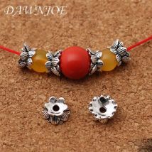 10 Stück Vintage Lotus Basis unten doppelseitige Spacer Perlen Kappe DIY Herstellung Armband Halskette Schmuck liefert Zubehör finden