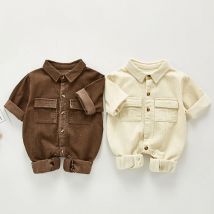 Neue Neugeborene Jungen Mädchen Cord Overalls Kleidung Frühling Herbst Baby Jungen Mädchen Strampler Langarm Kinder Strampler 0-3Yrs