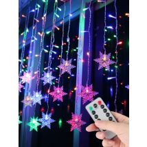 Battery/USB Operated Christmas Snowflake Curtain 8 Modes And Timer Function Light Home Party Decoration Fairy Lights