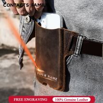 CONTACT'S FAMILY Herren Sport Laufen Handy Aufbewahrung Gürteltasche für 5,4–6,9 Zoll Handy iPhone 16 Pro MAX Ledertaschen