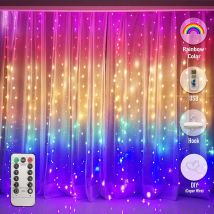 LED Regenbogen Vorhang Fee Eiszapfen Lichter String Lichter für Schlafzimmer Hintergrund Wand Weihnachten Hochzeit Geburtstag Weihnachten Party Home Decor