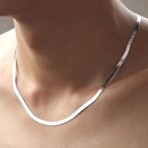 925 Sterling Silber Farbe Halskette 4 MM Schlangenkette Männer & Frauen Paar Sterling Silber Schmuck Klingenkette