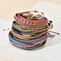 ZMZY Boho Buntes gewebtes Seilschnur-Armband, Yoga, handgefertigt, schickes Gurtband, Freundschaftsarmbänder für Männer, Frauen, Kinder, Glücksschmuck