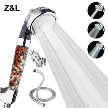 Z&L Bathroom Pressurized Anion Mineral Balls 3 Modes Adjustable High Pressure Hand Filter Spa Shower Head Set with Hose Bracket