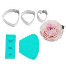 CS215 Butterblume Blume Blütenblatt Doppel Seite Veiner Kuchen Dekorieren Werkzeuge Ranuncula Zucker Ton Fondant Sugar Mold