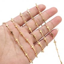 10 meter Gold Kreuz Kette Edelstahl Handgemachte Link Kette für Machen Mädchen Frauen Halsband Halskette Armband
