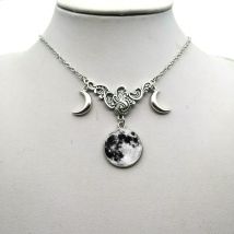 Kristall Glas Mond Halskette, Crescent Anhänger Hexe Schmuck Einfache Mond Kragen Schmuck Pagan Wizard Geschenk