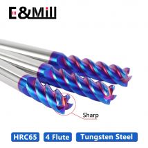HRC65 4 Flute Tungsten Steel Milling Cutter Carbide Milling Cutter CNC Stainless Steel Special Alloy CNC Tool 1-20mm end mill