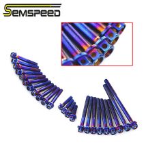 SEMSPEED M6 Blue 304 Hexagon Engine Screws Stainless Steel 10PCS Universal Motorcycle Nut Cap Screws Engine Cover Screws Bolts