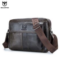 BULLCAPTAIN Borsa a tracolla da uomo in vera pelle Borsa multifunzionale casual di grande capacità Una valigetta da lavoro alla moda