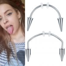 1Pc Stainless Steel Ring C Rod Vampire Fangs Spike Lips Hoop Rings Tooth Lace Nail Vampire Piercing Body Jewelry