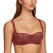 MELENECA Women's Balconette Bra with Padded Strap Half Cup Underwire Sexy Lace
