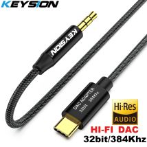 KEYSION HIFI DAC Kopfhörer Verstärker USB Typ C zu AUX Lautsprecher Kabel Adapter 32bit 384kHz HD Digital Decoder Auto audio Eingang Kabel