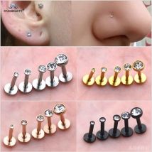 2 Stücke 16G 1,5/2/2,5/3/4mm Edelstein Nase Piercing Labret Lippenring Helix Piercing Oreja Tragus Piercing Ohrstecker Ohrringe Körperschmuck