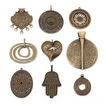 2 Stück Antik Bronze Herz Blume/Hände/Schmetterling/Blatt/Rundes Kreuz/Elefant Handwerk Anhänger für Anhänger Halskette Schmuckherstellung