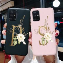 Hülle für Samsung Galaxy A71 A51 A715F A515F A 71 51, stoßfeste Stoßstange, niedliche Buchstaben, Silikon, weiche TPU-Telefon-Rückseite