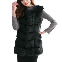Winter Women Faux Fur Silver Vest Coat Slim Warm High-Grade Jackets Outerwear