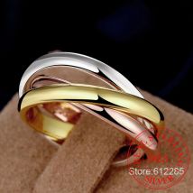 Bestes Geschenk! Ring aus 925er-Sterlingsilber, Verlobungsschmuck für Liebhaber, dreifarbige Kreise, Geschenk für Damen und Herren, Hochzeits-Fingerringe für Paare