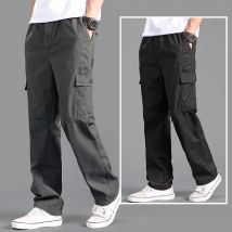 Nuovi pantaloni cargo da uomo larghi dritti oversize abbigliamento grigio solido versatile abbigliamento da lavoro pantaloni neri pantaloni casual da uomo in cotone