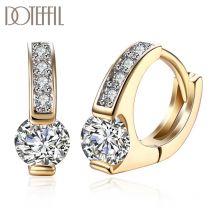 DOTEFFIL 925 Sterling Silber AAA Zirkon 18K Gold Diamant Ohrringe Für Frauen Schmuck Mode Hochzeit Engagement Party Geschenk