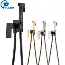 Rubinetto per Bidet da bagno in ottone nero/oro cromato spruzzatore per Bidet ad alta pressione rondella per wc rubinetto per acqua calda e fredda a parete