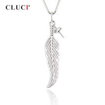 CLUCI Real Silver 925 Feather Pendant for Necklace Sterling Silver Women Valentine Day Gift Pendant Jewelry SP285SB