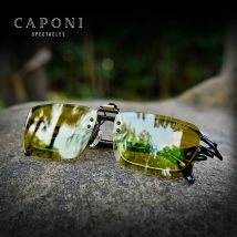 CAPONI Night Vision Clip On Frame Glasses Photochromic Polarized Flip Up Sunglasses Clip UV400 Driving Clip For Frame YSBS1101