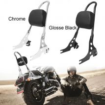 Motorrad Schwarz/Chrome Abnehmbare Sissy Bar Hinten Passagier Rückenlehne Kissen Pad Für Harley