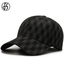 FS Luxury Brand Plaid Baseball Caps For Men Black Gray Cotton Women Elastic Hats Vintage Summer Trucker Cap Casquettes Hommes