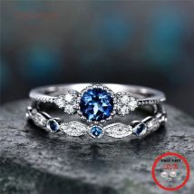 Luxus-Ring-Set aus 925er Silber, Schmuck mit grünen Zirkon-Edelsteinen, Fingerring für Frauen, Hochzeit, Verlobung, Party, Geschenk, Zubehör