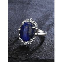 Vintage Moonstone Rings for Women Men 10*14MM Oval Natural Stone Retro Ring Lapis Lazuli Labradorite Jewelry Party Birthday Gift