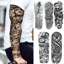 Kompass Roboter Arm Temporäre Tattoos Hülse Für Männer Frauen Realistische Gefälschte Schädel Engel Volle Arm Tatoos Maori Totem Tattoo Aufkleber