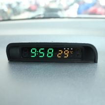 Solar Car Digital Clock Thermometer Dual Color Display Smart Switch High Precision LED Digital Clock Dashboard  Watch Accessorie
