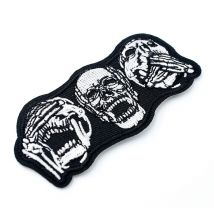 SKULL Größe: 4,2 x 9,5 cm, Stoffaufnäher, bestickte niedliche Abzeichen, Hippie-Aufnäher zum Aufbügeln, Kinder-Cartoon-Aufnäher für Kleidung, Aufkleber, Lachen