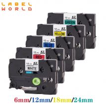 6mm/9mm/12mm/18mm/24mm*8m muticolor ribbon label tapes Compatible for Brother P-TOUCH TZE label printer TZ-231 tze231 221 1PACK