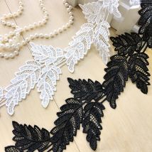 1Yards 9.3CM Wide White Black Embroidery Lace Guipure Leaf Laces Ribbons Trims Flower Lace Fabric For Sewing Ribbon