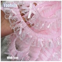 5CM Breite Neue Rosa Stickerei 3D Blume Spitze Stoff Trim Band DIY Nähen Applique Kragen Fringe Quaste Hochzeit guipure Dekor
