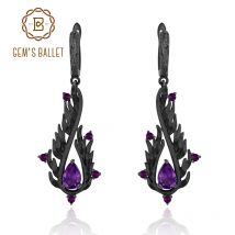 GEM'S BALLETT 2,1 Ct Natürliche Amethyst Ohrringe 925 Sterling Silber Handgemachte Angel Flügel