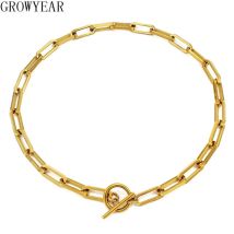 Einfache Geometrische Edelstahl Kette Halskette für Frauen Männer Gold Halsband Halskette Aussage Mode Schmuck Verschiedene Schlösser