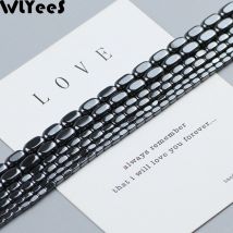 WLYeeS Filet prostokątny Naturalny czarny hematyt Kamienne koraliki Kwadratowe luźne koraliki dystansowe do samodzielnego tworzenia biżuterii Naszyjnik Bransoletka