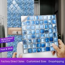 10 teile/satz 10/15/20/30 cm 2D Flache Blaue Marmor Mosaik Harte Fliesen Wand Aufkleber küche Badezimmer Tapete Wohnkultur Kunst Wandbild Poster