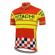 Classic Retro Cycling Jersey for Men, Short Sleeves, Orange and Yellow, Bike Wear Tops, MTB Racing Clothes, 2021