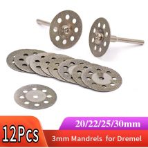Brzeszczot diamentowy12 szt. 20-30 mm z trzpieniem 3 mm do narzędzi obrotowych Dremel Mini tarcza