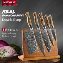 Hezhen master serie 5-6 pcs messer set magnet halter damaskus super stahl profession elles küchen werkzeug scharfes koch kochmesser