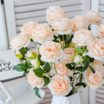 3 Köpfe, 1 Stück, Pfingstrose, künstliche Blumen, künstliche Blumen, Blumenstrauß, Zweig, rosa, weiß, für Heimdekoration, Haus, Hochzeit, Dekoration, Innengarten
